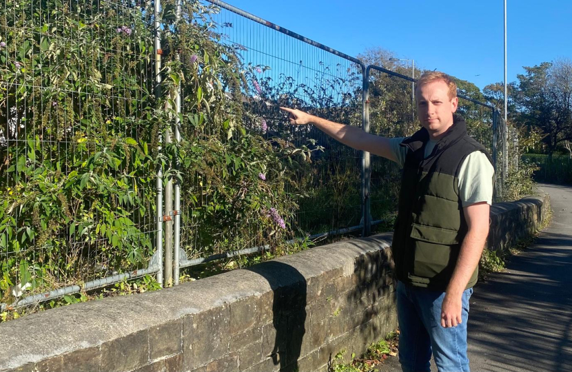 The demolished wall surrounding Coleshill Car Park